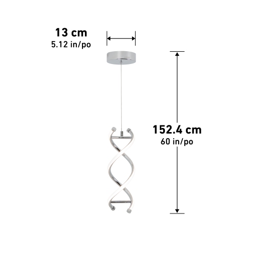 Luminaire suspendu moderne DNA, chrome