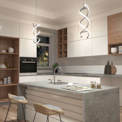 Luminaire suspendu moderne DNA, chrome