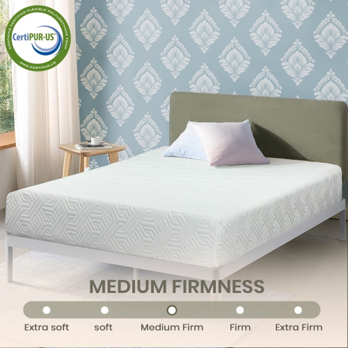 ViscoLogic Canadian Harbor 10" Luxurious Medium Firm Orthopedic Supportive Memory Foam Mattress with a Free Bedsheet set, CertiPUR-US® Certified