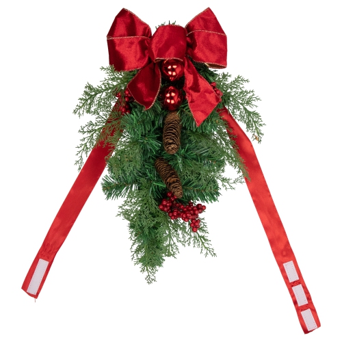 Set of 2 Mixed Cedar and Pine Christmas Chair Back Swags