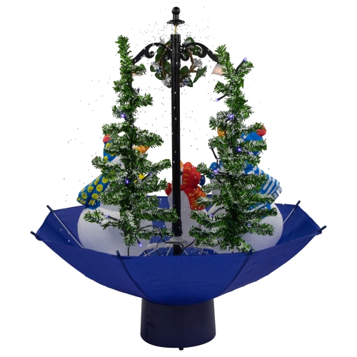 30" Lighted Musical Snowing Snowman Family in Umbrella Base Christmas Decoration