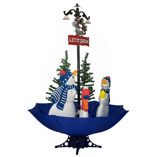 Lighted Musical Snowing Let it Snow Snowmen in Umbrella Base Christmas Decoration - 5.5'