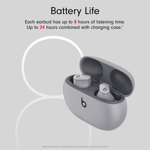 Beats By Dr. Dre Studio Buds In-Ear Noise Cancelling Truly Wireless Headphones - Moon Grey by BEATS BY DR. DRE - Open Box condition - Image 4