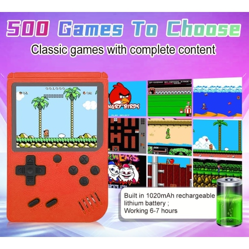 ULTREND Retro Handheld Game Console: 500 Games, 3" Screen, 1020mAh Battery. The perfect Stocking Stuffer & Christmas Gift! TV connection & two-player