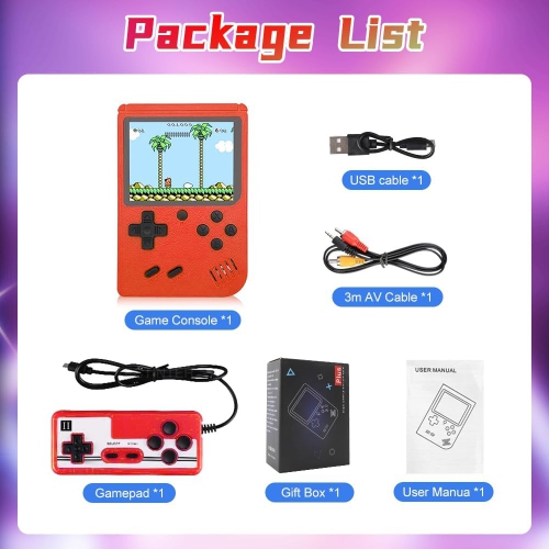 ULTREND Retro Handheld Game Console: 500 Games, 3" Screen, 1020mAh Battery. The perfect Stocking Stuffer & Christmas Gift! TV connection & two-player