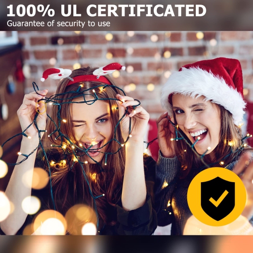 QUWIN Waterproof LED Outdoor Christmas String Lights, 115Ft 300 LED UL Certified 8 Modes with End-to-End Plug, Indoor & Outs