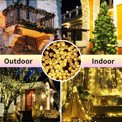 QUWIN Waterproof LED Outdoor Christmas String Lights, 115Ft 300 LED UL Certified 8 Modes with End-to-End Plug, Indoor & Outs