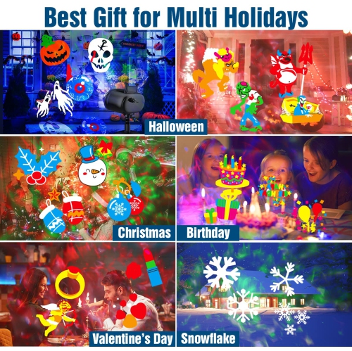 Lumières de Noël d'extérieur, projecteur avec télécommande, 26 effets HD