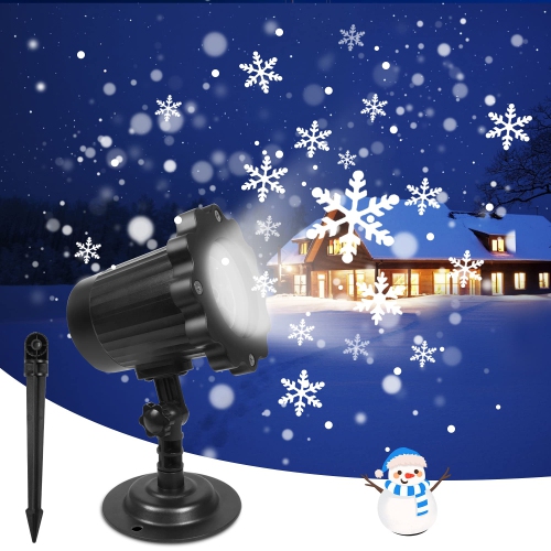 Snowfall LED Light Projector, Christmas Snowflake Rotating Projector Waterproof White Snow Effect Spotlight Outdoor Landscap