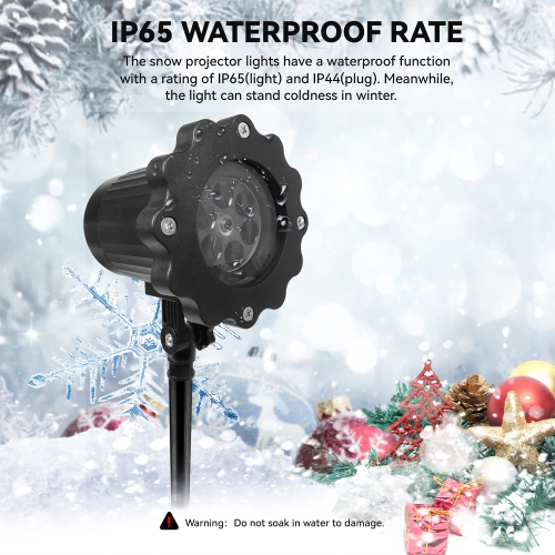 Snowfall LED Light Projector, Christmas Snowflake Rotating Projector Waterproof White Snow Effect Spotlight Outdoor Landscap