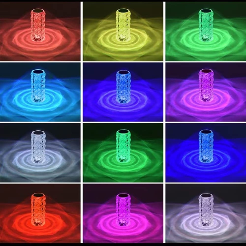 Touch Crystal Lamp with 16 Colors LED Changing Dimmable | RGB Gradient | Dynamic Mode, Rechargeable Provtable Table Lamp wit
