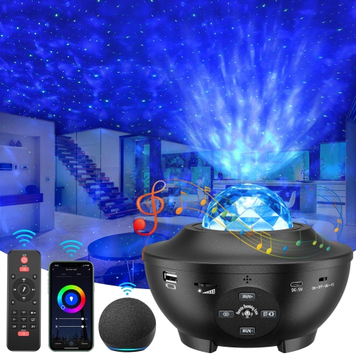 Star Projecteur Night Light, Projecteur Galaxy pour chambre à coucher,  Projecteur de ciel nocturne avec haut-parleur Bluetooth et 19 bruit blanc