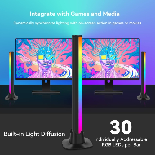Cadrim Smart LED Light Bar, TV LED Backlight, RGB Ambiance Light Bars, Bluetooth Monitor Lights with APP Control, TV Ambient