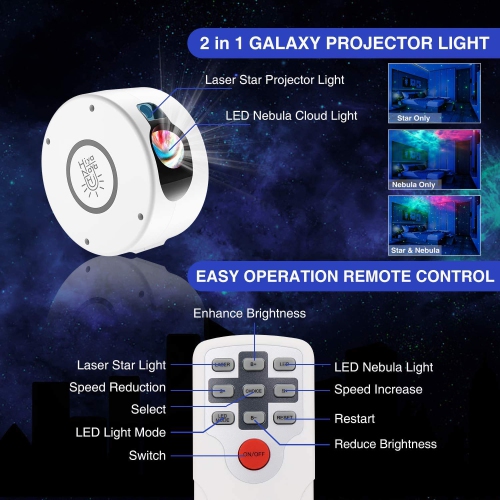 Galaxy Projector, Night Light Projector, Star Projector with Led Nebula Cloud, Sky Light Projector with Remote Control 14 Li
