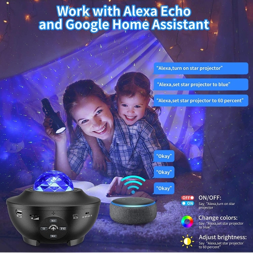 Star Projector, Galaxy Light Projector,Smart Night Light Lamp Work with Alexa, Star Light Projector with Bluetooth Speaker,