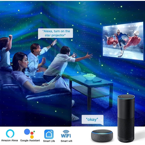Galaxy Star Night Light Projector for Bedroom, LUXONIC Aurora Light Projector Compatible with Alexa & Smart APP, White Noise