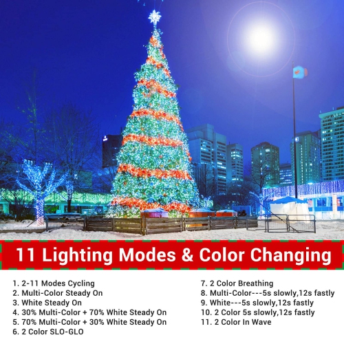 Lomotech Color Changing Christmas Lights, 300LED 98ft Fairy String Lights with Remote and Timer Function, 11 Modes Waterproo