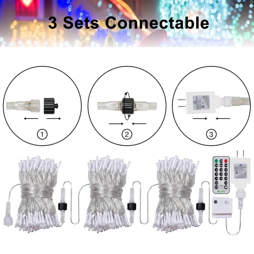 Lomotech Color Changing Christmas Lights, 300LED 98ft Fairy String Lights with Remote and Timer Function, 11 Modes Waterproo