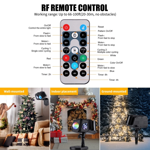 Christmas Projector Lights Outdoor - 26 HD Effects Waterproof with RF Remote Control Timer for Indoor Halloween Holiday Night Gathering Party