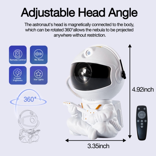 Astronaut Star Projector,Galaxy Light Projector with Remote Control, 360° Adjustable Starry Night Light Projector with Nebul
