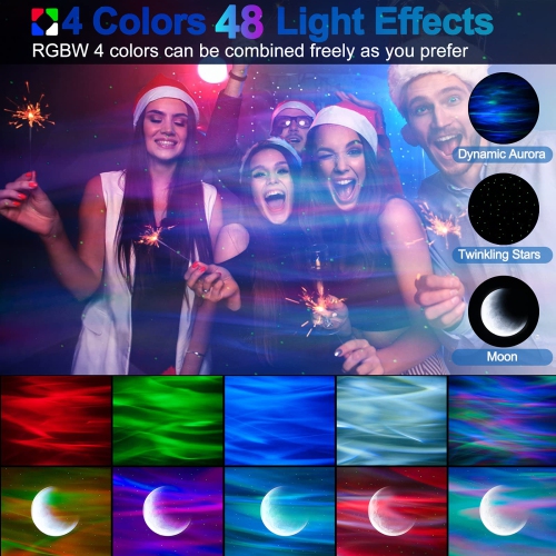 Cadrim Star Light Projector Aurora with Moon, LED Laser Starry Projection Built-in Bluetooth Speaker and Remote Multi-Color
