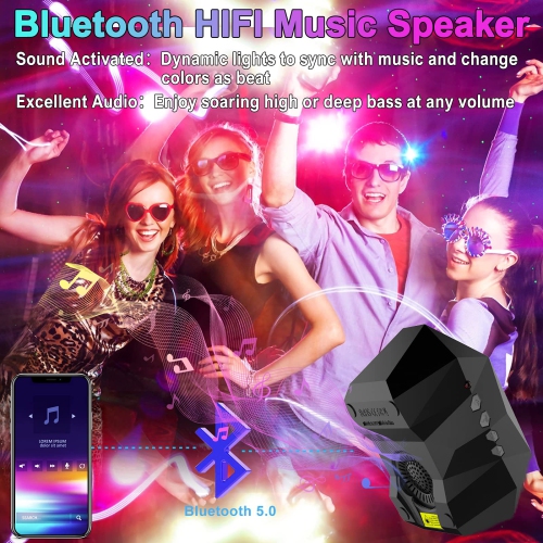 Cadrim Star Light Projector Aurora with Moon, LED Laser Starry Projection Built-in Bluetooth Speaker and Remote Multi-Color