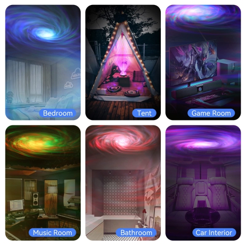 Northern Lights Galaxy Projector, AGPTEK Night Light for Bedroom with Bluetooth Music Speaker & White Noise, LED Bedside Lam
