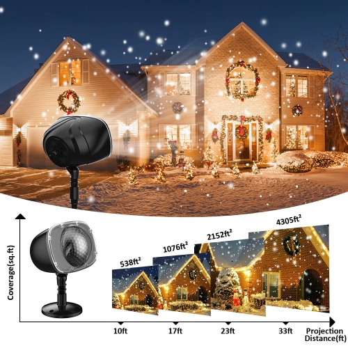 Christmas Snowfall Projector Lights, Holiday Projector Lights Waterproof Snow Flurries Landscape Spotlight with Remote for X