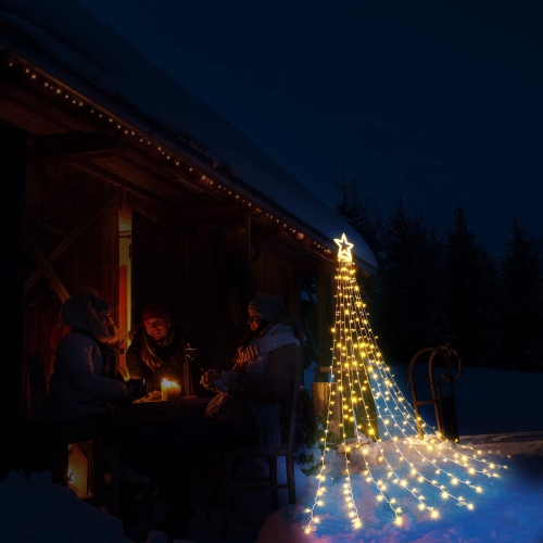 Lyhope Christmas Lights, 317 LED 8 Modes 10ft X 9 Strands Christmas String Lights, with 12" Topper Star Christmas Tree Decor