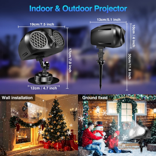Lumières de projecteur flocon de neige pour l’extérieur/l’intérieur, Télécommande de projecteur à DEL d’automne, projecteur d’extérieur de lumières