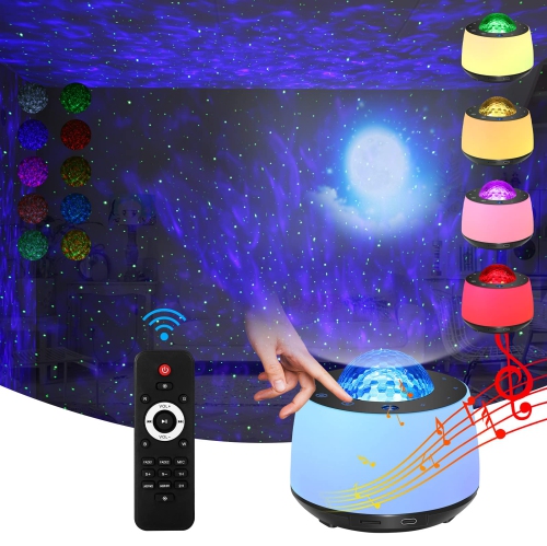 HLD  Star Projector Light With Night Light Moon And Nebula Effect/bluetooth Voice Control/rotating Ocean Wave/bluetooth Speaker/w