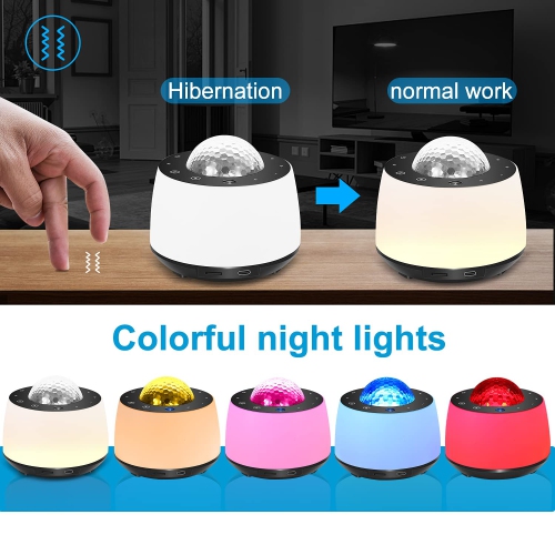 Star Projector Light with Night Light Moon and Nebula Effect/Bluetooth Voice Control/Rotating Ocean Wave/Bluetooth Speaker/W