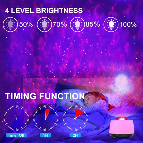 Star Projector Light with Night Light Moon and Nebula Effect/Bluetooth Voice Control/Rotating Ocean Wave/Bluetooth Speaker/W