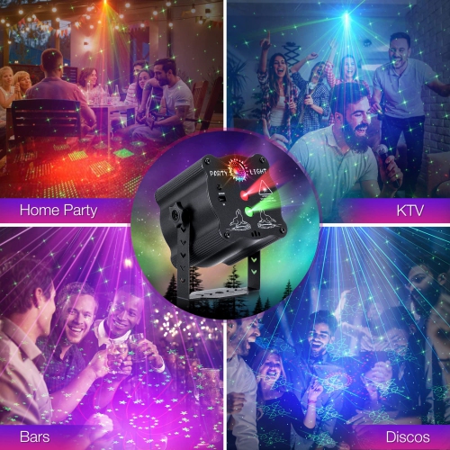 Party Lights DJ Disco Light, Strobe Light Disco Projector with Remote Control, Sound Activated RGB LED Party Lights for Chri
