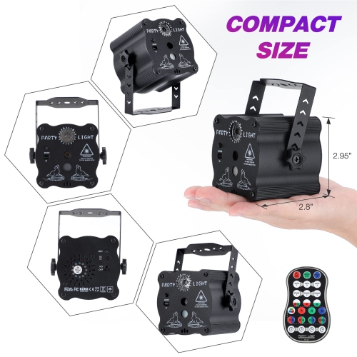 Party Lights DJ Disco Light, Strobe Light Disco Projector with Remote Control, Sound Activated RGB LED Party Lights for Chri