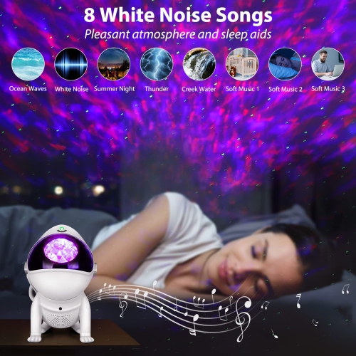 Webcem Star Projector, 3 in 1 Galaxy Night Light Projector with Remote & APP Control, Bluetooth Speaker, 8 White Noises, Tim