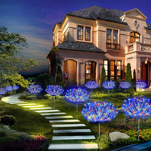 Solar Fireworks Lights Outdoor Waterproof,4 Pack Solar Garden Lights Outdoor 8 Lighting Modes with Remote Control , 480 LED