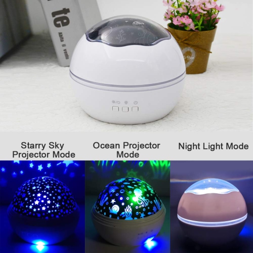 Projecteur de veilleuse pour bébé, projecteur rotatif Star Moon and Ocean Wave, veilleuse Best Chirstmas pour enfants Bedro