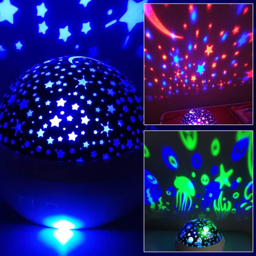 Projecteur de veilleuse pour bébé, projecteur rotatif Star Moon and Ocean Wave, veilleuse Best Chirstmas pour enfants Bedro