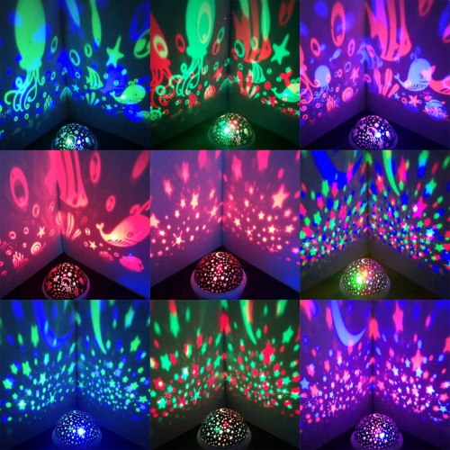 Projecteur de veilleuse pour bébé, projecteur rotatif Star Moon and Ocean Wave, veilleuse Best Chirstmas pour enfants Bedro