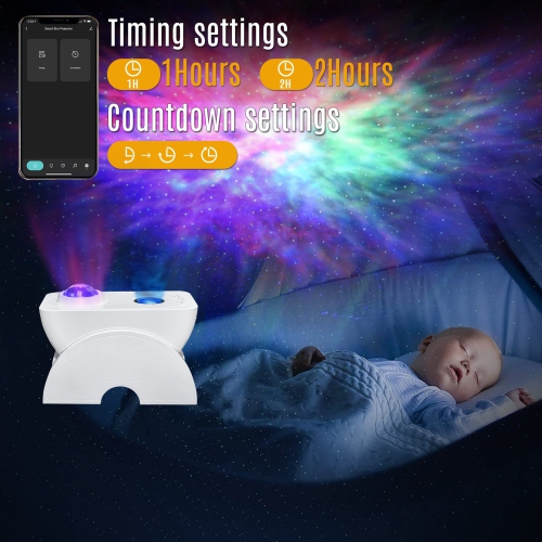 NUNET Galaxy Projector for Bedroom App & Voice Controlled Works w. Alexa,Star Projector Galaxy Light Music Sync,Auto Timer N