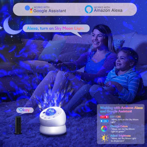 Galaxy Projector, Star Projector Smart Night Light Works with Alexa, Google Assistant, LED Nebula Cloud Ocean Wave Projector