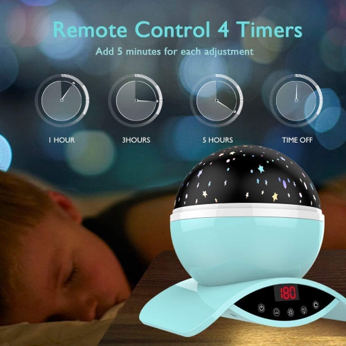 Night Light Projector, Elecstars Remote Control Night Lamp, 360 Degre Rotating Star Projector with Timer Auto-Shut Off for B