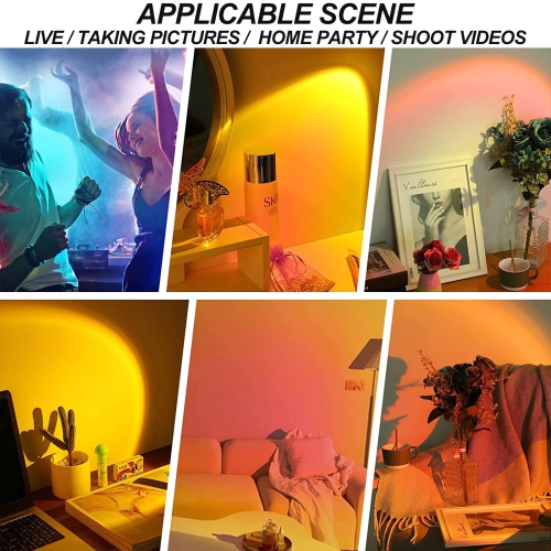 Sunset Lamp, RGB 16 Colors Romantic Sunset Projection Lamp with Remote Control 4 Modes, Rainbow Projection Night Light for C