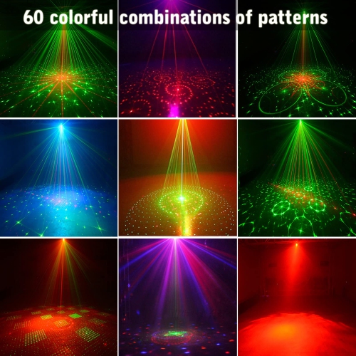 Couvkadl DJ Disco Light, Stage Party Lights, Rechargeable Laser Light Sound Activated RGB Led Flash Strobe Projector with Re