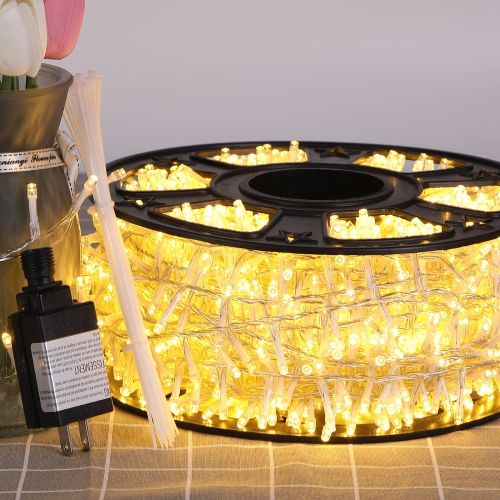 164FT 500LEDs Fairy Lights, Areker Plug in Christmas Lights with 8 Flashing Modes and Memory Function, Waterproof Outdoor St