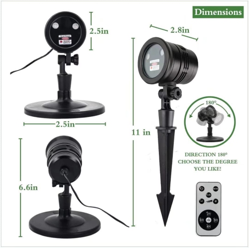 Lumières de Noël pour projecteur, lumières laser de Noël étanches à DEL, projecteur d’étoiles rouges et vertes avec télécommande de