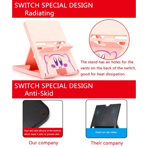 FXICAI Stand for Nintendo Switch/Switch Lite/Switch OLED/Steam Deck, Cute Kawaii Angle Adjustable Swicth Holder, Portable Fo