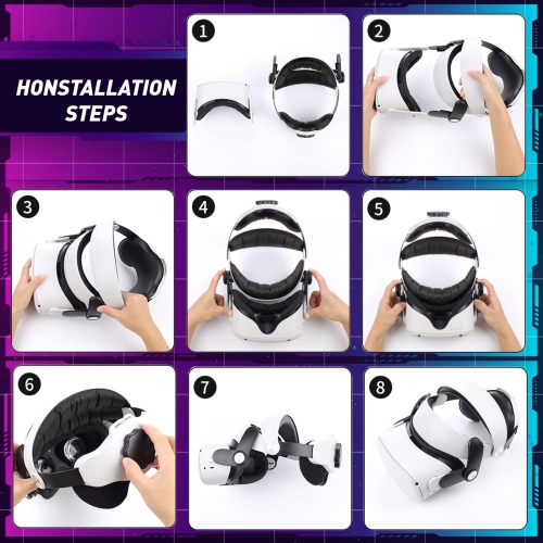 Adjustable Soft Cushioned Ergonomic Elite Head Strap for Oculus Meta Quest 2 Enhanced Support and Comfort Upgraded for Reduce Head Pressure buckle