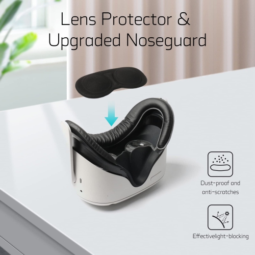 Soft VR Headset Accessories Set Fit for Oculus Quest 2, 1 VR Facial Interface Bracket + 2 PU Leather Cover Pad + 2 Nose Pad